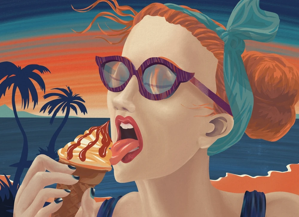 Woman eating ice cream